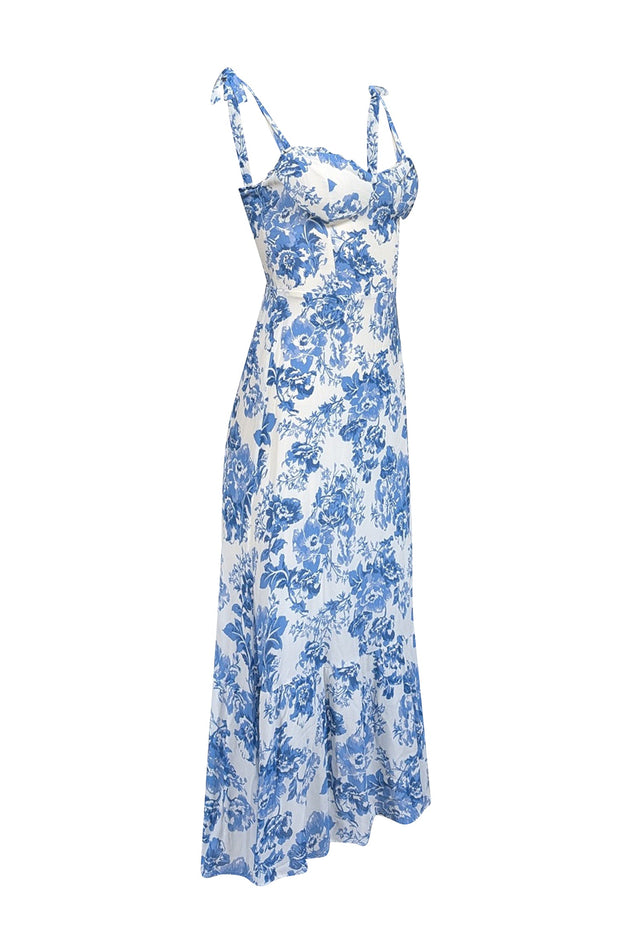 Current Boutique-Reformation - White & Blue Floral Sleeveless Dress Sz 6