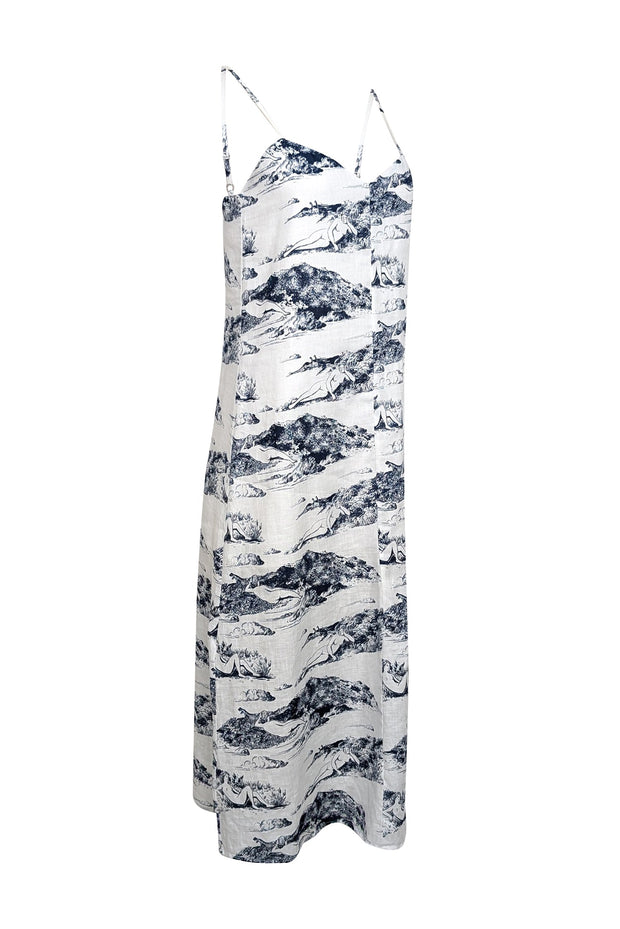 Current Boutique-Reformation - White & Blue Toile Print Linen Midi Dress Sz XS