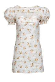 Current Boutique-Reformation - Yellow Floral Print Mini Dress w/ Sweetheart Neckline Sz 2