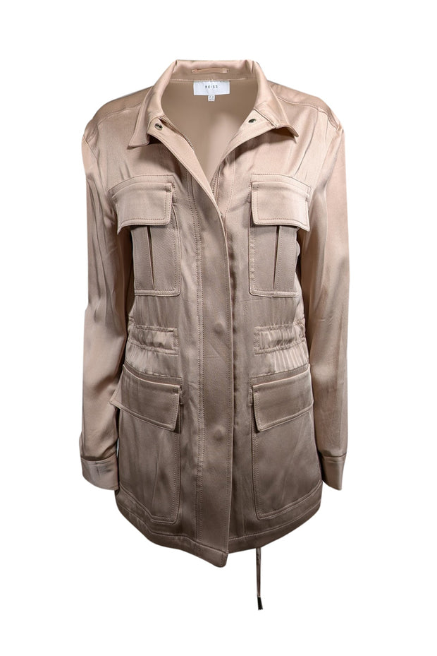 Current Boutique-Reiss - Beige Satin Cargo Jacket Sz 6