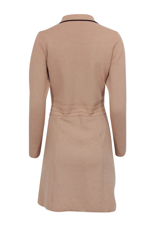 Current Boutique-Reiss - Beige Thick Knit Button Up Sweater Dress w/ Gold Metallic Accents Sz M