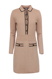 Current Boutique-Reiss - Beige Thick Knit Button Up Sweater Dress w/ Gold Metallic Accents Sz M