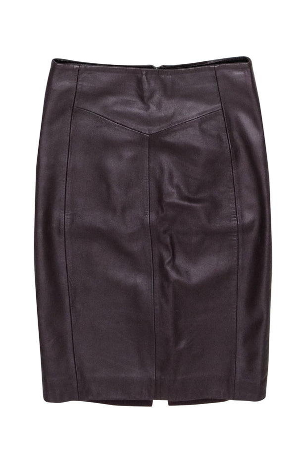 Current Boutique-Reiss - Berry Leather Paneled Pencil Skirt Sz 4