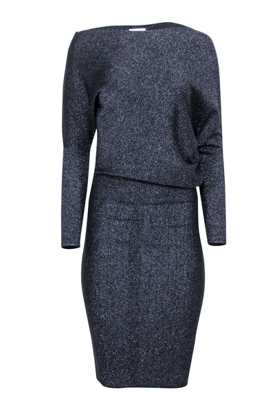 Current Boutique-Reiss - Black Sparkly Dress w/ Asymmetric Neckline Sz XS