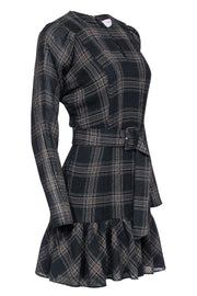 Current Boutique-Reiss - Black & Tan Plaid Belted Dress Sz 2