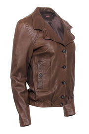Current Boutique-Reiss - Brown Leather Aviator Style Jacket Sz 8