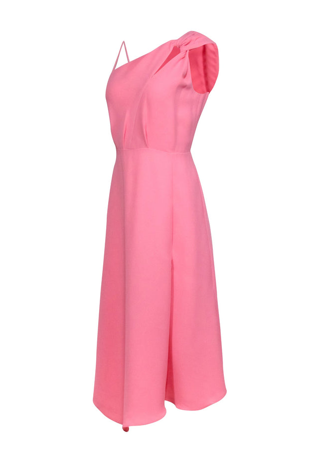 Current Boutique-Reiss - Coral Pink One Shoulder Midi Cocktail Dress Sz 2