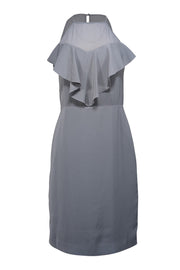 Current Boutique-Reiss - Grey Ruffled Front Fitted Mini Dress Sz 6