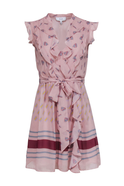 Current Boutique-Reiss - Light Pink Abstract Print Flutter Sleeve Dress Sz 2