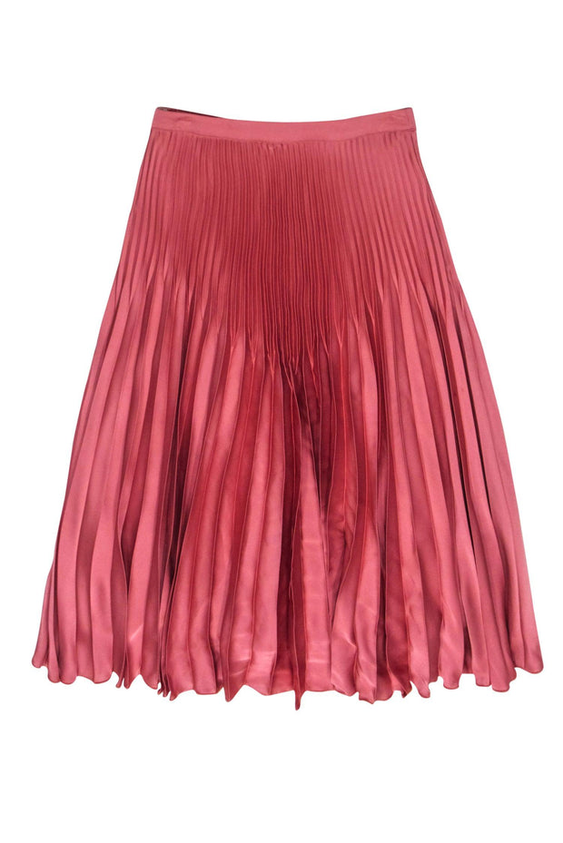 Current Boutique-Reiss - Mauve Pink Satin Pleated Midi Skirt Sz 6