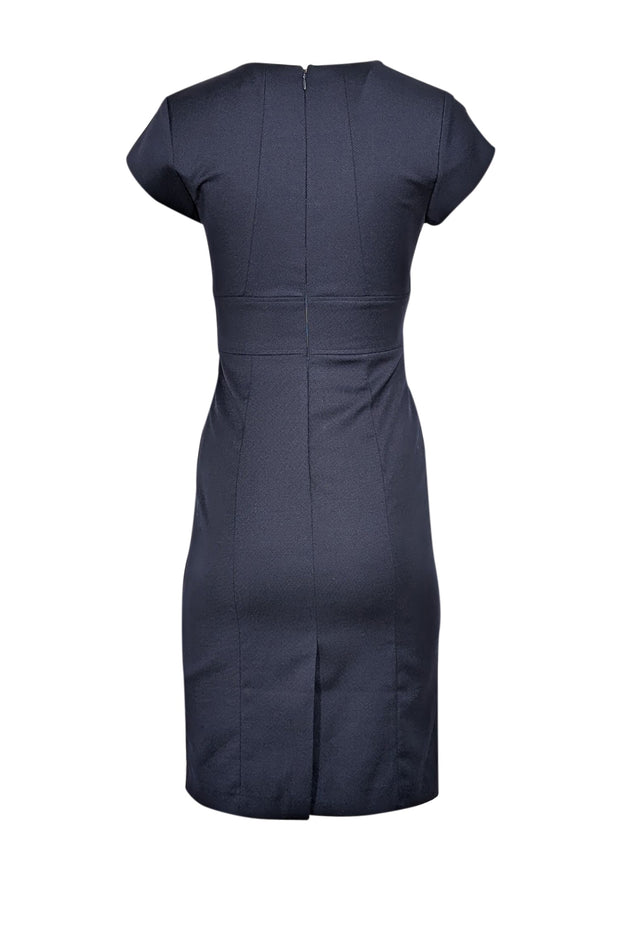 Current Boutique-Reiss - Navy Short Cap Sleeve w/ Square Neckline Midi Dress Sz 2