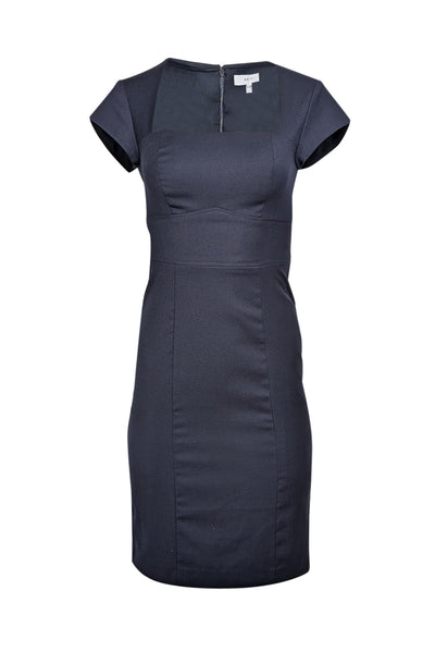 Current Boutique-Reiss - Navy Short Cap Sleeve w/ Square Neckline Midi Dress Sz 2