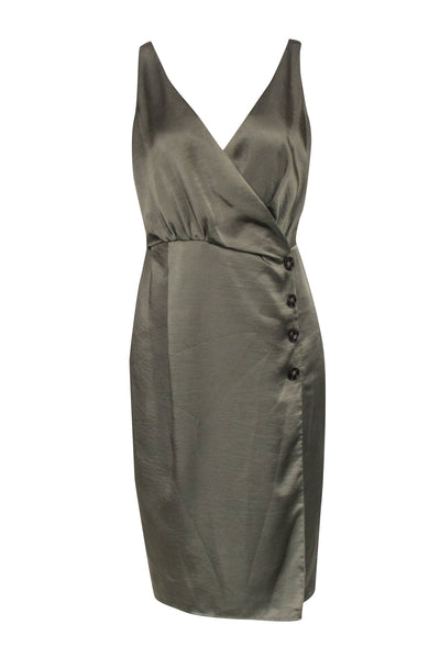Current Boutique-Reiss - Olive Satin Sleeveless Dress Sz 8