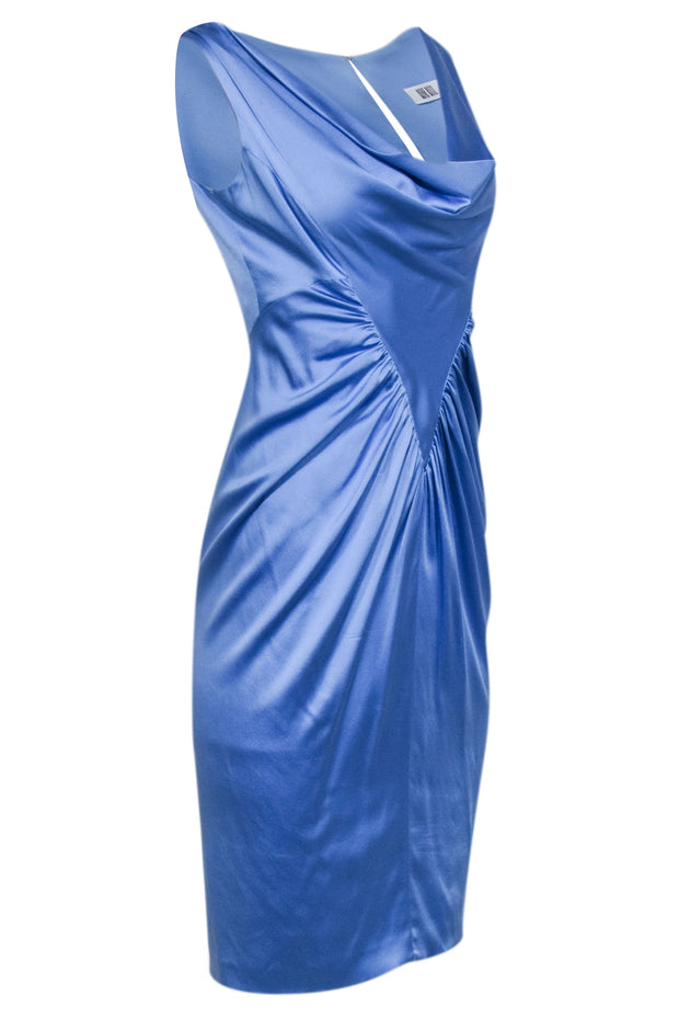 Current Boutique-Rene Ruiz - Blue Sleeveless Ruched Back Dress Sz 6