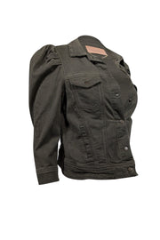 Current Boutique-Retrofete - Army Green Puff Sleeve Denim Jacket Sz M