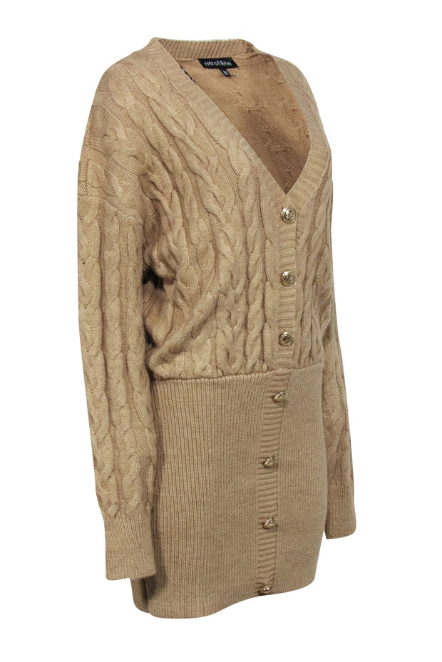 Current Boutique-Retrofete - Beige Cable Knit Sweater Dress Sz M