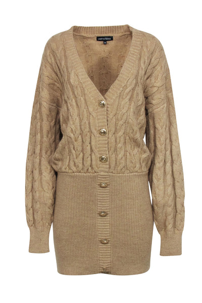 Current Boutique-Retrofete - Beige Cable Knit Sweater Dress Sz M