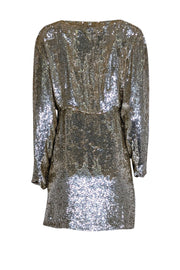 Current Boutique-Retrofete - Gold Long Sleeve Sequin Wrap Mini Dress Sz M