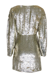 Current Boutique-Retrofete - Gold Sequin Wrap Bodice "Stacey" Dress Sz L