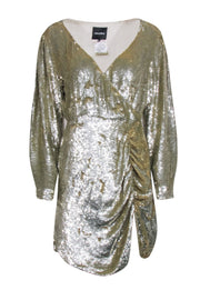 Current Boutique-Retrofete - Gold Sequin Wrap Bodice "Stacey" Dress Sz L