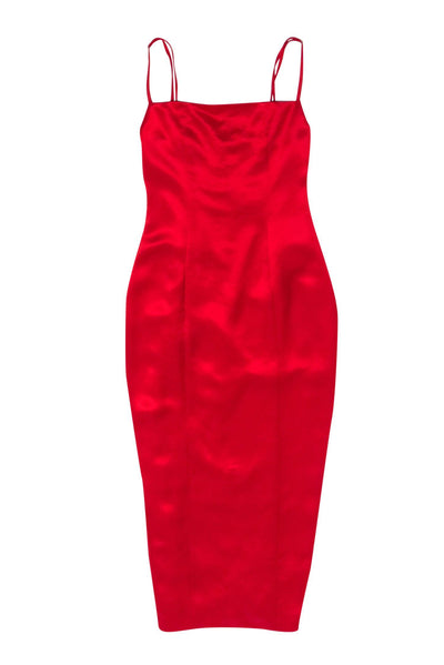 Current Boutique-Retrofete - Red Satin Sleeveless Midi Fitted Dress Sz XXS