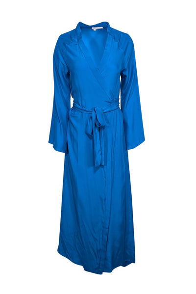 Current Boutique-Rhode - Blue Silk Long Wrap Dress Sz M