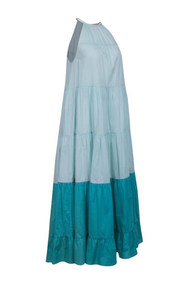 Current Boutique-Rhode - Mint Blue & Teal Color Block Sleeveless Maxi Dress Sz XS