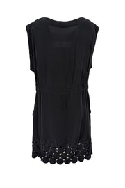 Current Boutique-Robert Rodriguez - Black Short Sleeve Circle Cut Out Details Mini Dress Sz 10