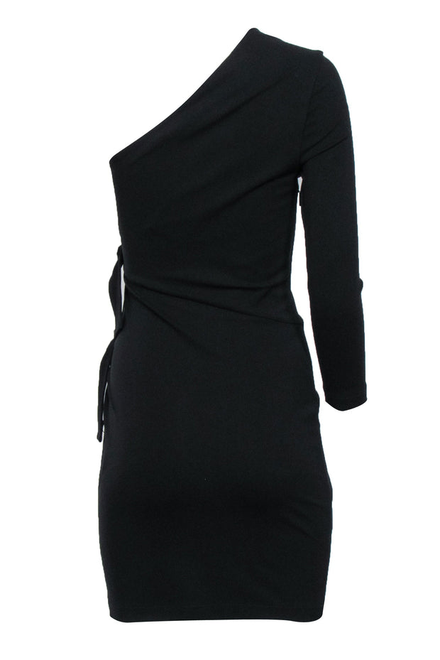 Current Boutique-Roberto Cavalli - Black One Shoulder Buckle Detail Dress Sz 6