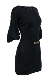 Current Boutique-Roberto Cavalli - Black Puff Sleeve Belted Dress Sz 4