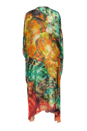 Current Boutique-Roberto Cavalli - Orange & Multi Color Print Silk Coverup Dress Sz 6
