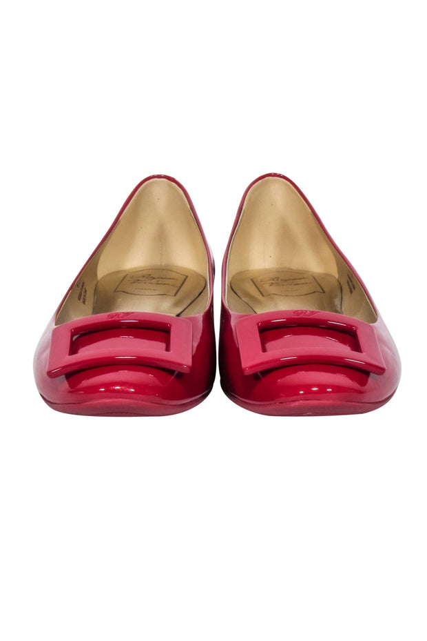 Current Boutique-Roger Vivier - Red Patent Leather Buckle Ballet Flats Sz 12