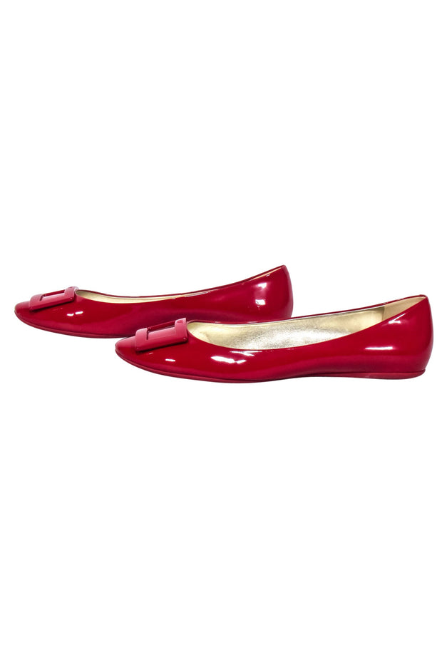 Current Boutique-Roger Vivier - Red Patent Leather Buckle Ballet Flats Sz 12