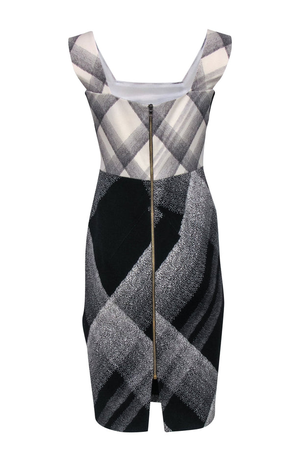 Current Boutique-Roland Mouret - Black & Ivory Diffused Check Print "Arabella" Dress Sz 8
