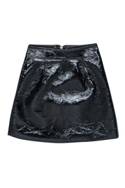 Current Boutique-Ronny Kobo - Black Faux Patent Leather Zip-Front Mini Skirt Sz XS