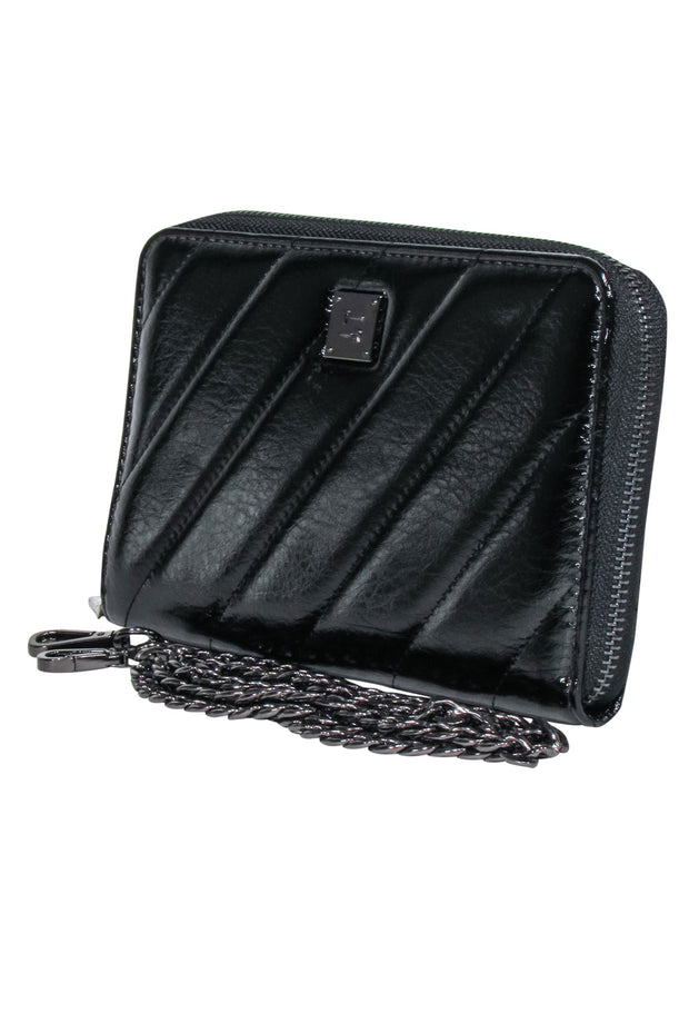 Current Boutique-Royln - Black Patent Leather Crossbody Wallet w/ Removable Strap