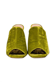 Current Boutique-Rupert Sanderson - Chartreuse Velvet Open Toe Mules Sz 7