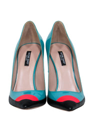 Current Boutique-Ruthie Davis - Blue, Black, & Pink Pointed Toe Heels Sz 10
