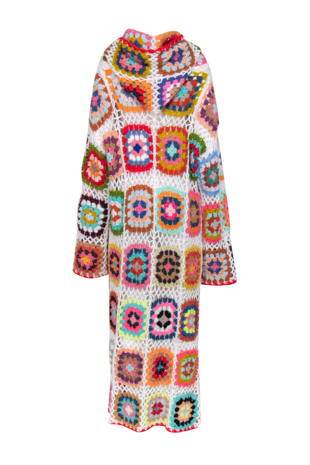 Current Boutique-Saachi - Rainbow Square Crochet Hooded Kimono One Size