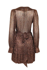 Current Boutique-Sabina Musayev - Copper & Black Metallic V-neckline Dress Sz M