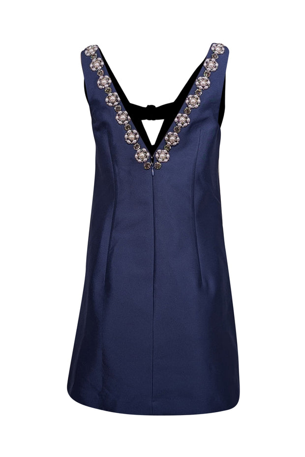 Current Boutique-Sachin & Babi - Navy Satin Sleeveless Embellished Mini Dress Sz 0