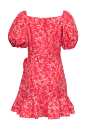 Current Boutique-Sachin & Babi - Red & White Floral & Bird Print Ruffle Trim Dress Sz 8