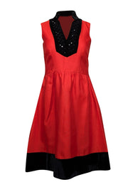 Current Boutique-Sail to Sable - Red Sleeveless Velvet & Jewel Trim Dess Sz 0