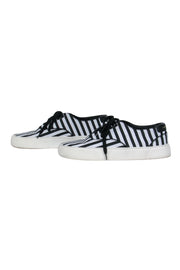 Current Boutique-Saint Laurent - Black & White Stripe Low Top Sneaker Sz 7.5