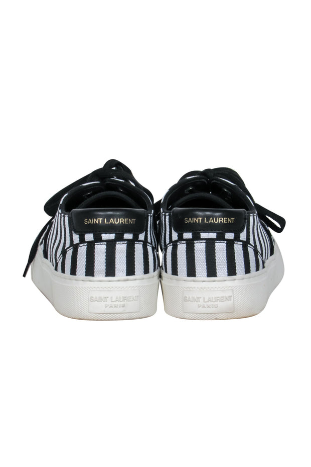 Current Boutique-Saint Laurent - Black & White Stripe Low Top Sneaker Sz 7.5