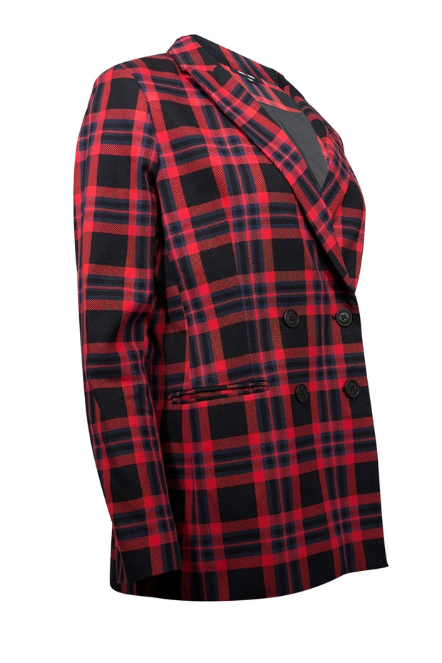 Current Boutique-Saint + Sofia - Red, Black, & Navy Plaid Blazer Sz 8