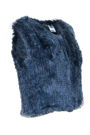 Current Boutique-Saks Fifth Avenue - Navy Blue Rabbit Fur Vest Sz S/M