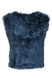 Current Boutique-Saks Fifth Avenue - Navy Blue Rabbit Fur Vest Sz S/M