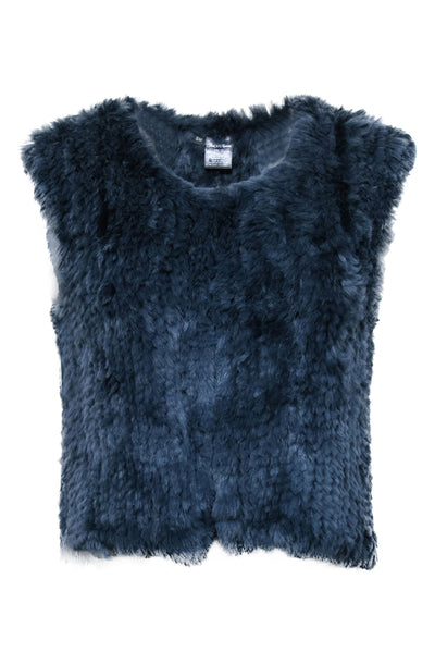 Saks Fifth Avenue - Navy Blue Rabbit Fur Vest Sz S/M