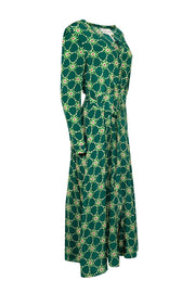 Current Boutique-Saloni - Green Star Print Button Front Silk Dress Sz 8